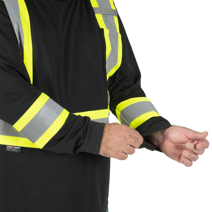 Chandail de sécurité à manches longues en polyester œil de perdrix, Noir, GR: XS