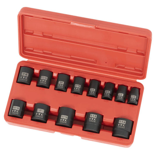 Jeu de 13 douilles à chocs SAE ITC, entraînement 1/2"