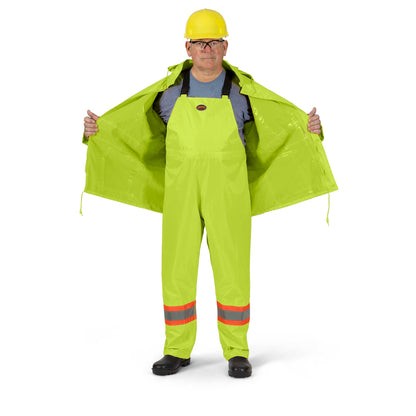Hi-Viz Waterproof Suit, 210D Oxford Polyester/PVC, Yellow, SZ: XL