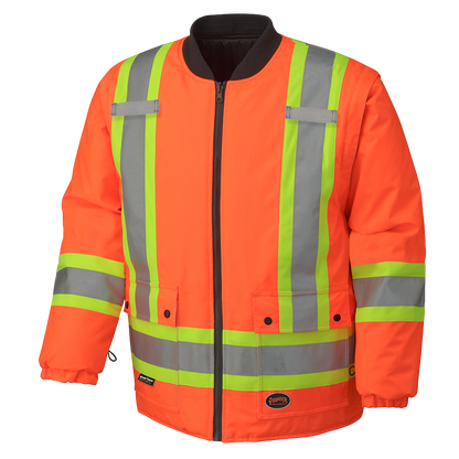 Parkas de sécurité imperméables haute visibilité 7 en 1, orange/noir, SZ : 5XL