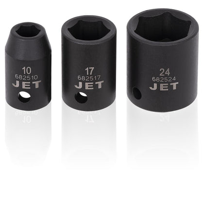 JET Jeu de 12 douilles à chocs métriques à prise de 1/2 po - 6 pans