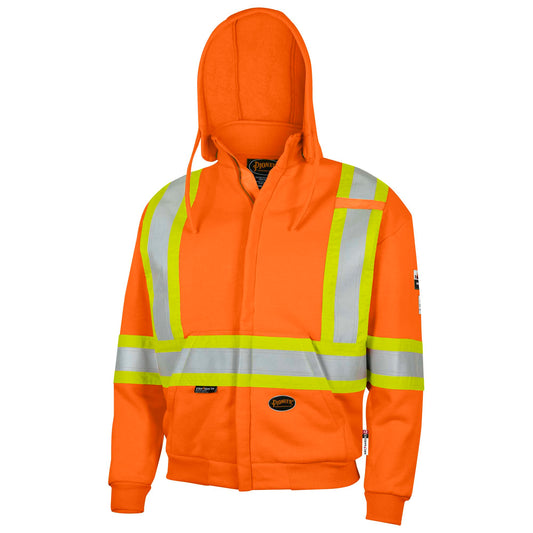 Sweat à capuche de sécurité en coton épais avec fermeture éclair et ignifuge, orange, SZ : 2XL