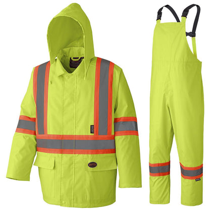 Hi-Viz Waterproof Suit, 210D Oxford Polyester/PVC, Yellow, SZ: 2XL