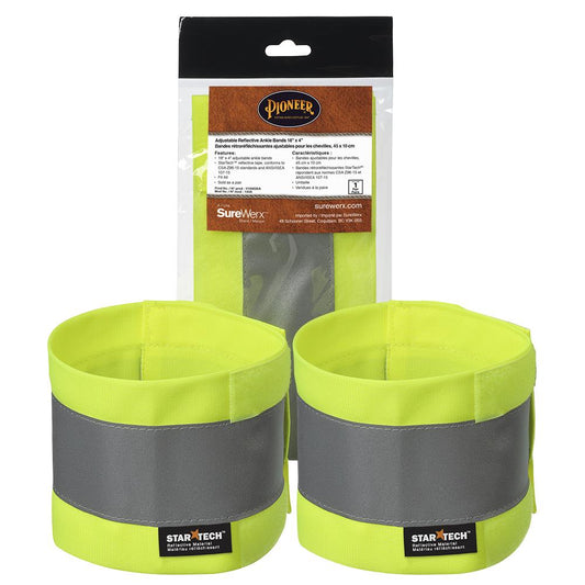 Bandes Reflectives, ajustables pour les chevilles avec sac, 45cm x 10cm, jaune, paire, GR: O/S