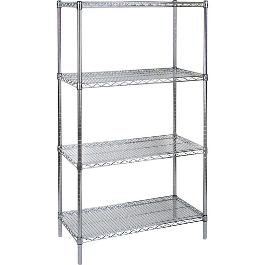 Étagère robuste en treillis chromé, Tiers 4, 48"L x 63"H x 24"P