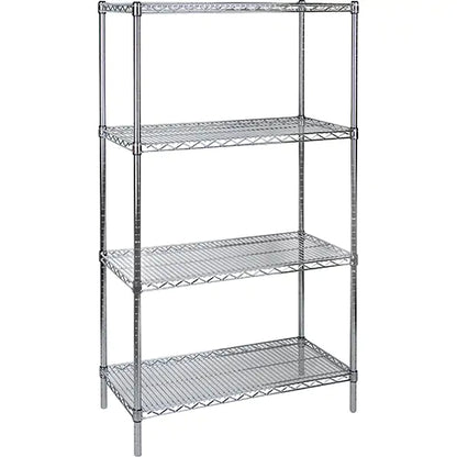 Heavy-Duty Chromate Wire Shelving, 4 Tiers, 36" W x 63" H x 18" D
