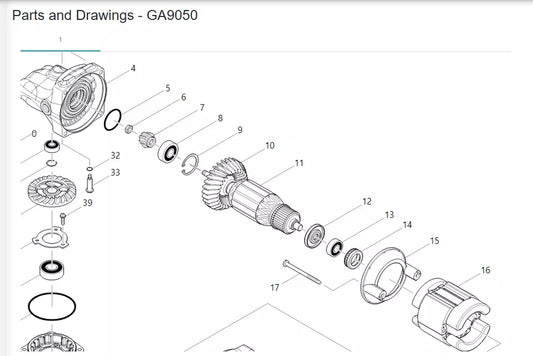 Makita Field Assembly 523411-7 for 110v Angle Grinders 