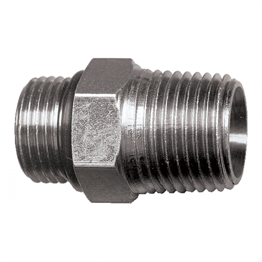Male O-Ring Boss Pipe Connector, Steel, 3/4 - 16 Orb X 3/8 Male