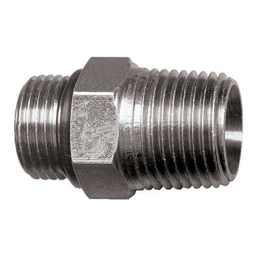 O-Ring Boss Male Pipe Connector, Steel, 7/8 - 14 ORB x 3/8