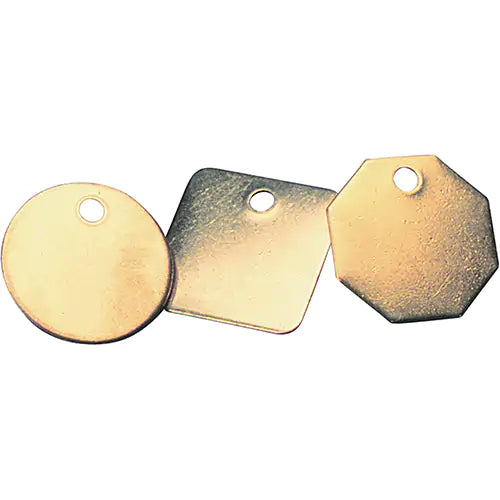 Round Brass Tag, 1.5 In Dia, Hole Only, 3/16 In Hole