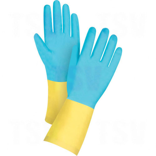 Gants enduits de qualité supérieure résistants aux produits chimiques, taille XL/10, 12 po de longueur, néoprène/latex de caoutchouc, doublure intérieure en coton/floqué, 20 mil