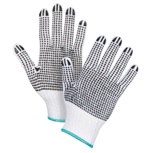 Double-Sided Dotted String Knit Gloves, Poly/Cotton, Double Sided, 7 Gauge, X-Large