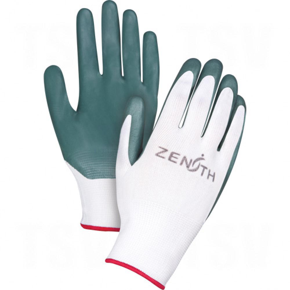 Gants enduits Premium Comfort, 7/S, vert/blanc, revêtement en nitrile, calibre 13, coque en polyester
