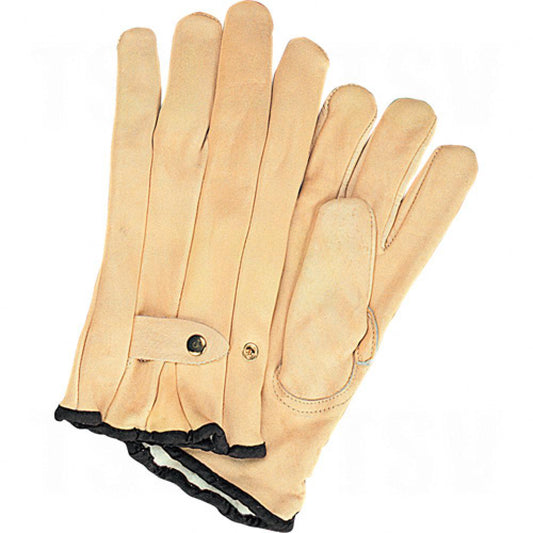 Gants de corde doublés pour l'hiver, taille M, paume en cuir de vachette pleine fleur, doublure intérieure en polaire