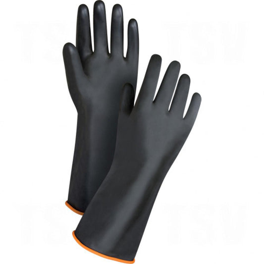 Gants de manipulation de produits chimiques lourds, taille L/9, 14 po de long, latex de caoutchouc, 30 mils