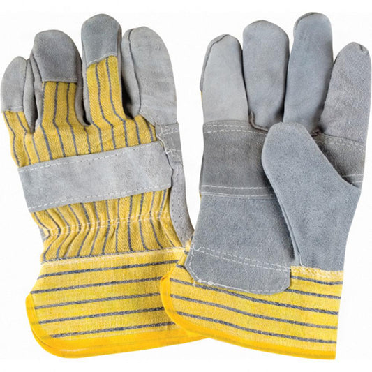 Gants d'ajusteur Premium Patch Palm, taille L, paume en cuir de vache fendu, doublure intérieure en coton