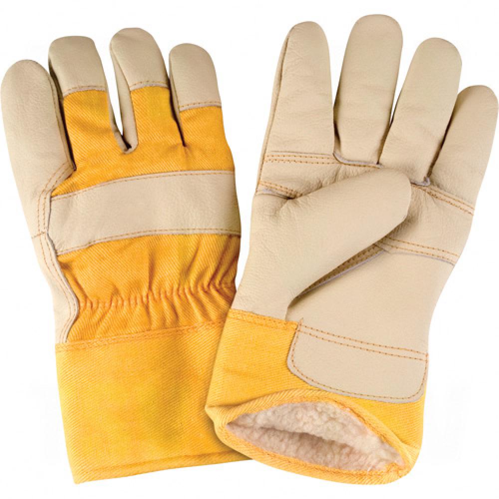 Gants d'installateur doublés pour l'hiver, taille L, paume en cuir grainé pour meubles, doublure intérieure en Boa