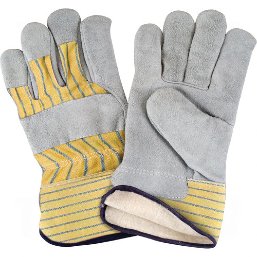 Winter-Lined Fitters Gloves, X-Large, Split Cowhide Palm, Cotton Fleece Inner Lining