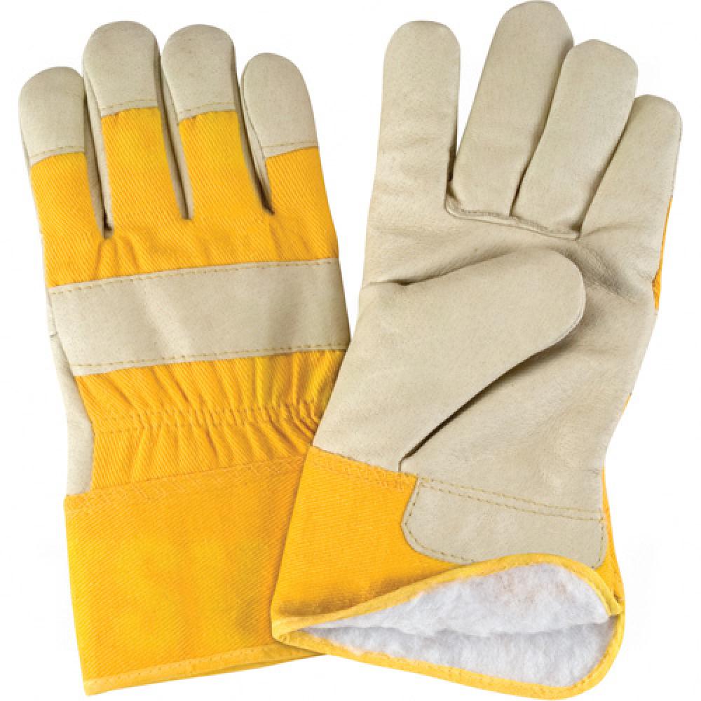 Gants d'installateur doublés pour l'hiver, taille 2X-Large, paume en cuir de porc pleine fleur, doublure intérieure en Boa