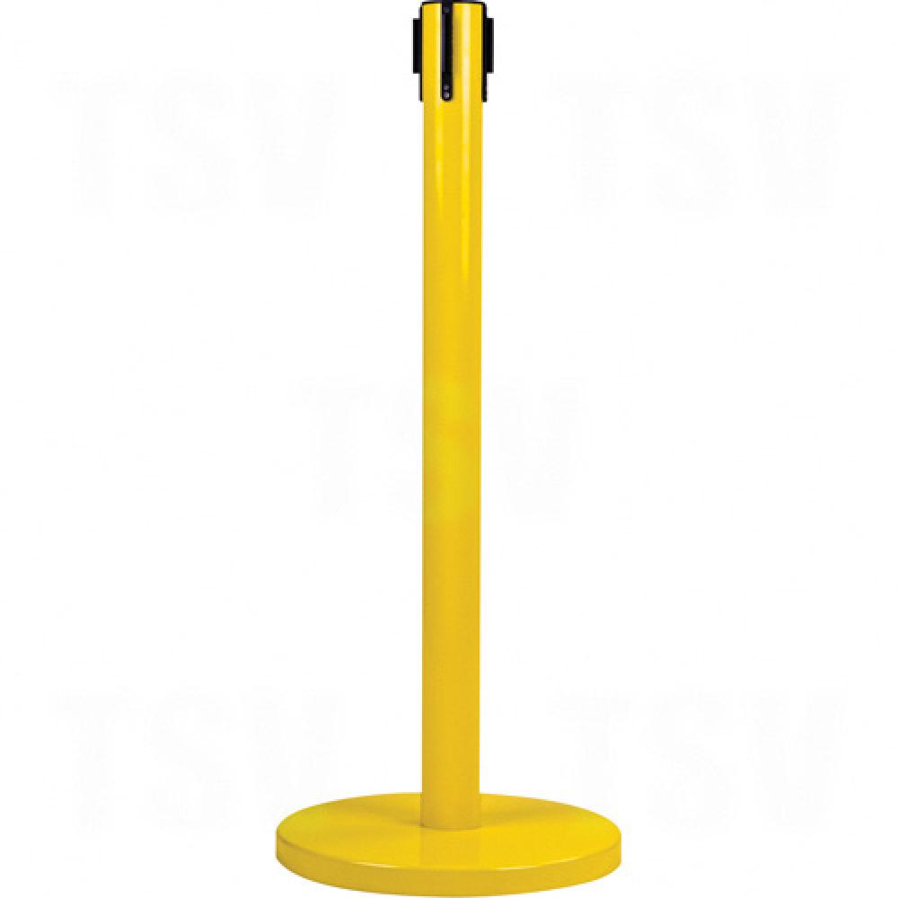 Poteau récepteur de barrière de contrôle des foules autoportant, 35 po de hauteur, jaune, acier