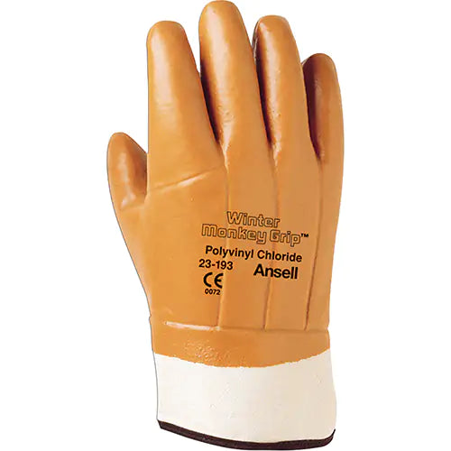 Safety Work Gloves Full Vinyl Coating Hi-Vis Orange, Size XL