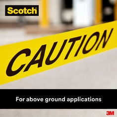 Scotch® Barricade Tape, 300, yellow, "Caution", 3 in x 1000 ft (76.2 mm x 304.8 m), 8/cs