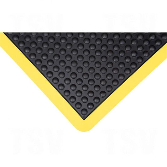 Tapis anti-fatigue en forme de dôme, à bulles, 2' x 3' x 1/2", noir et jaune, caoutchouc