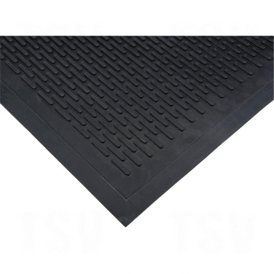 Tapis à profil bas, caoutchouc, type grattoir, motif uni, 3' x 5', noir