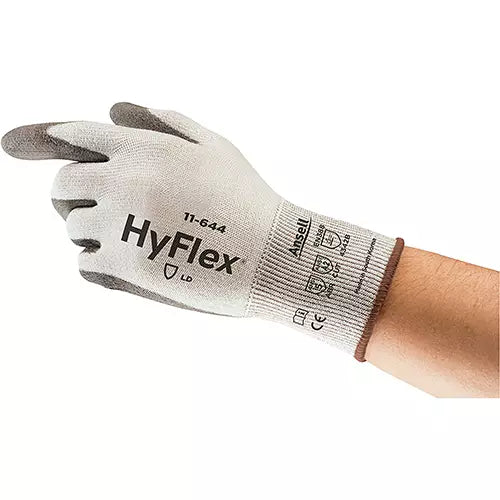 HyFlex® 11-644 Gloves, Size Medium/8, 13 Gauge, Polyurethane Coated, Polyethylene Shell, ASTM ANSI Level A2/EN 388 Level B