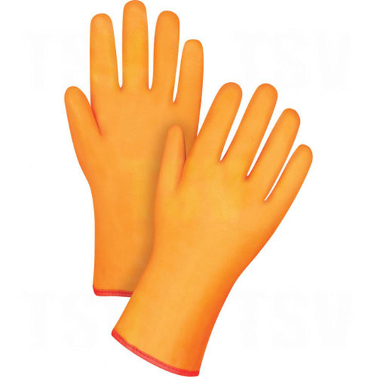 Gants résistants aux produits chimiques doublés pour l'hiver, taille L/9, 12" L, PVC, doublure intérieure en polaire mousse, poids hiver