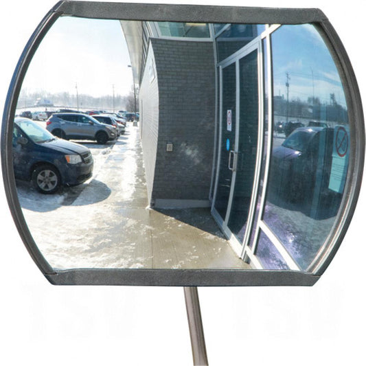 Miroir convexe rond et triangulaire avec bras télescopique, 18 po H x 26 po L, intérieur/extérieur