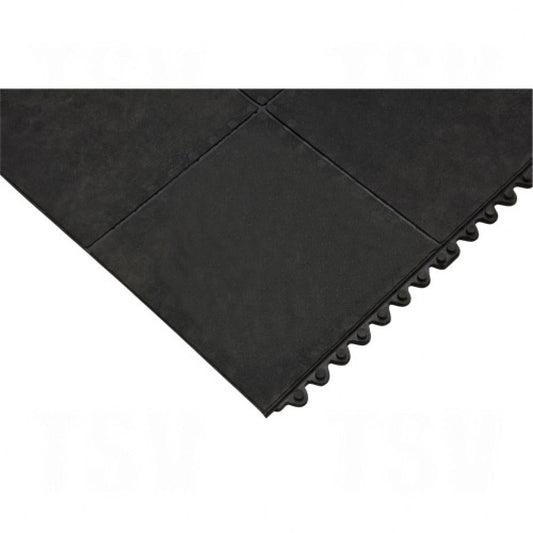 Tapis antifatigue, lisse, 3' x 3' x 1/2", noir, caoutchouc naturel