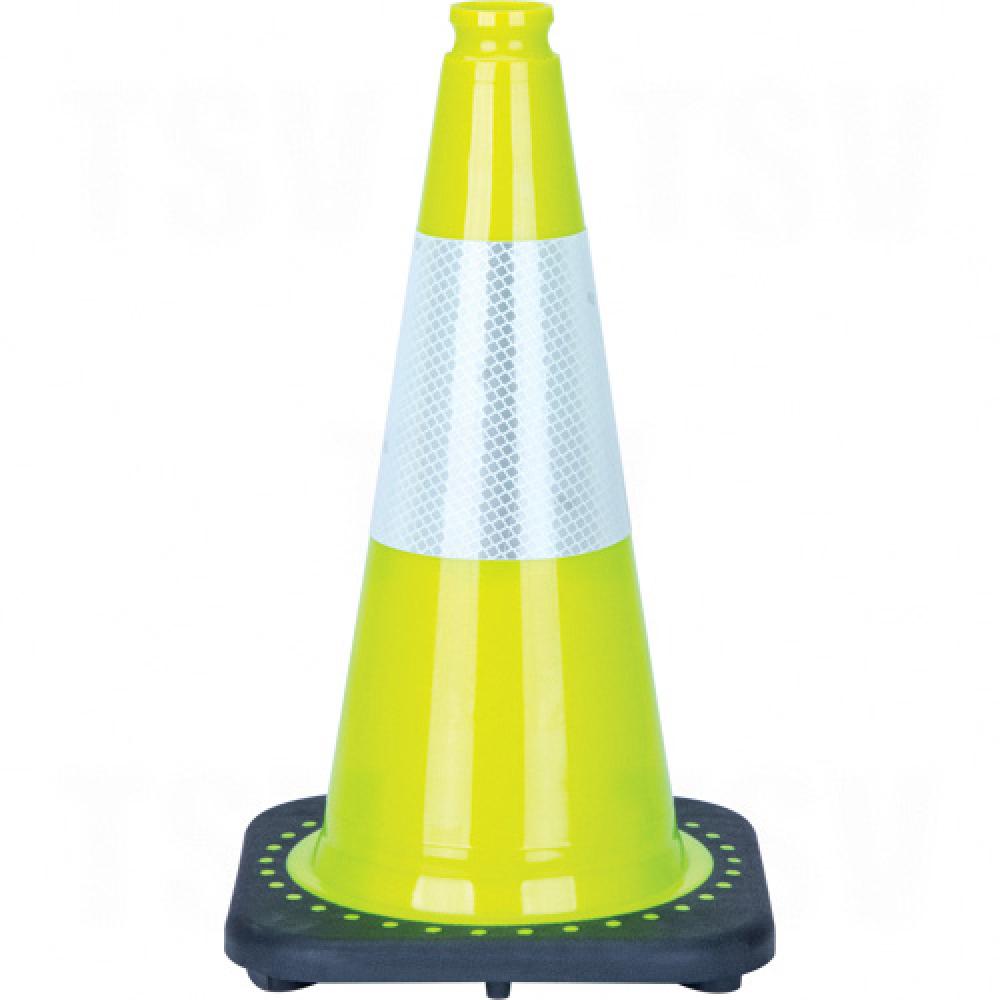 Cône de signalisation de qualité supérieure, 18 po, vert citron, collier(s) réfléchissant(s) de 6 po