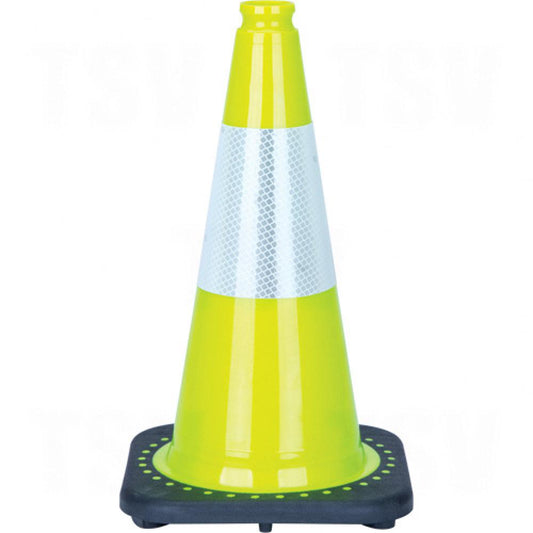 Cône de signalisation de qualité supérieure, 18 po, vert citron, collier(s) réfléchissant(s) de 6 po
