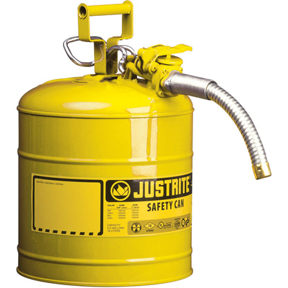 Steel Safety Can for Diesel, Type II, AccuFlow™, Yellow, 5 Gal, 1" Metal Hose