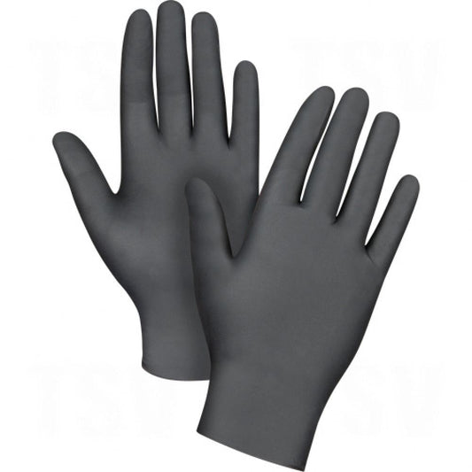 Gants d'examen tactiles, très grands, en nitrile, 5 mil, sans poudre, noirs, 100/boîte