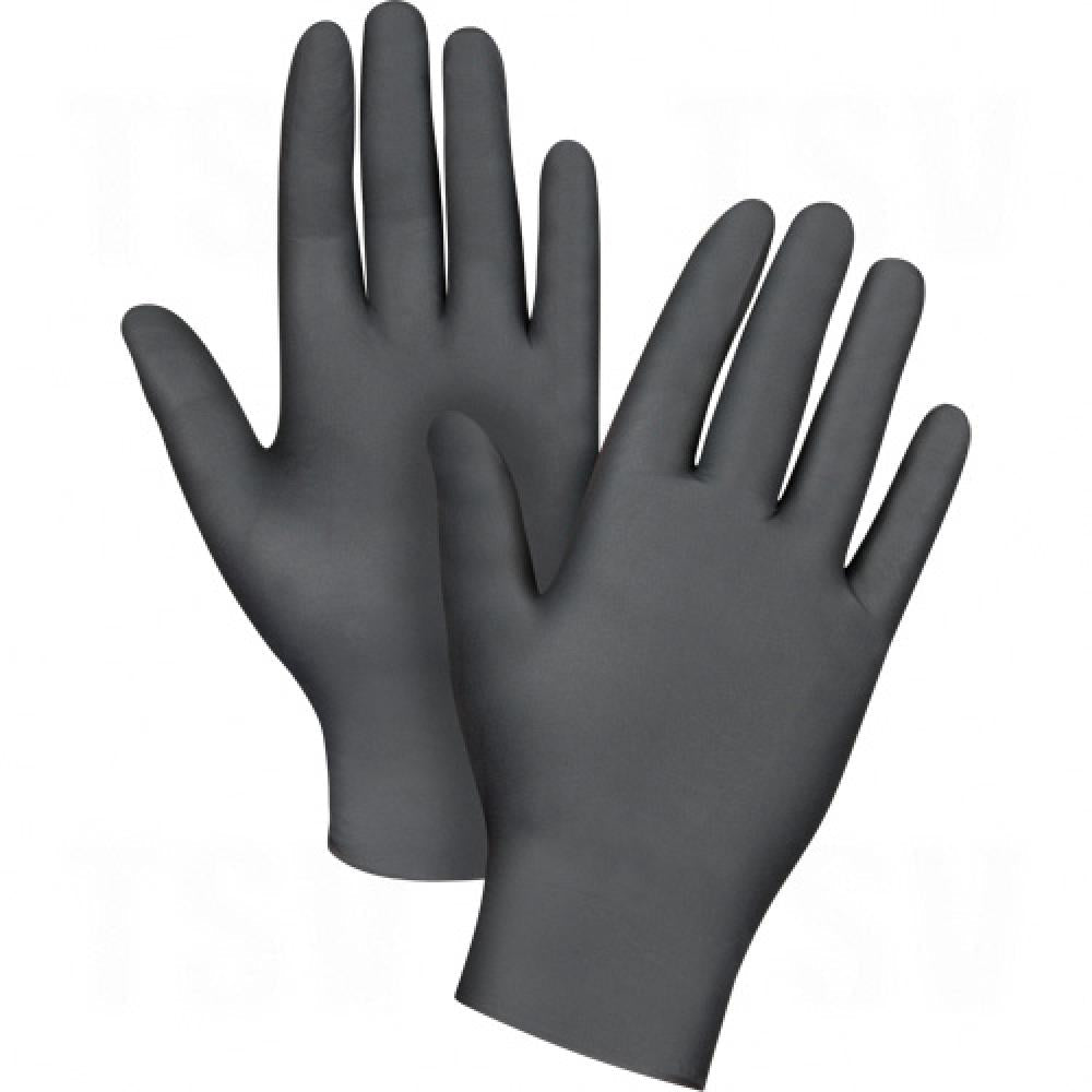 Tactile Grip Examination Gloves, Large, Nitrile, 5-mil, Powder-Free, Black, 100/bx