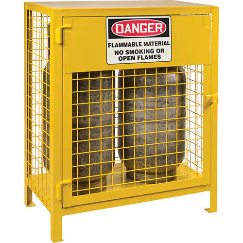 Gas Cylinder Cabinets, 2 Cylinder Capacity, 30" W x 17" D x 37" H, Yellow