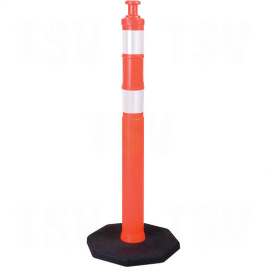 Poteau délinéateur haut de gamme avec base, 42 po H, orange