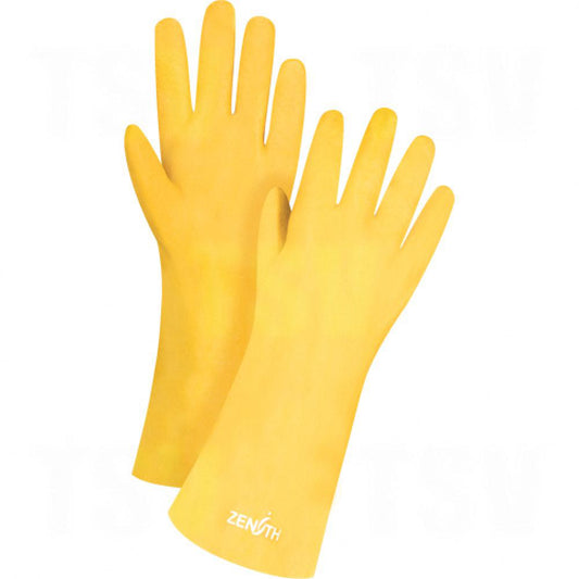 Gants résistants aux produits chimiques à finition rugueuse, taille 9, 14 po de longueur, PVC, doublure intérieure en interlock, 47 mil
