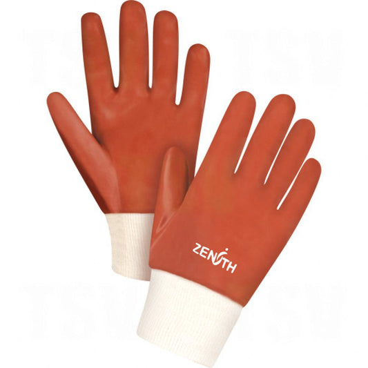 Gants rouges à finition lisse résistants aux produits chimiques, taille L/9, 10 po de longueur, PVC, doublure intérieure en interlock, 47 mil