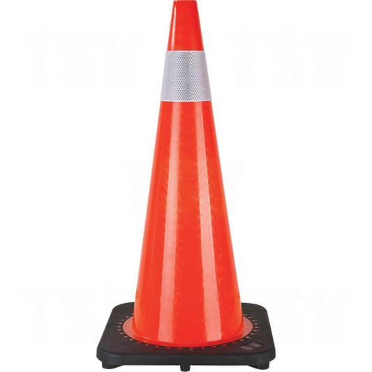 Cône de signalisation, 28 po, orange, PVC, collier(s) réfléchissant(s) de 4 po