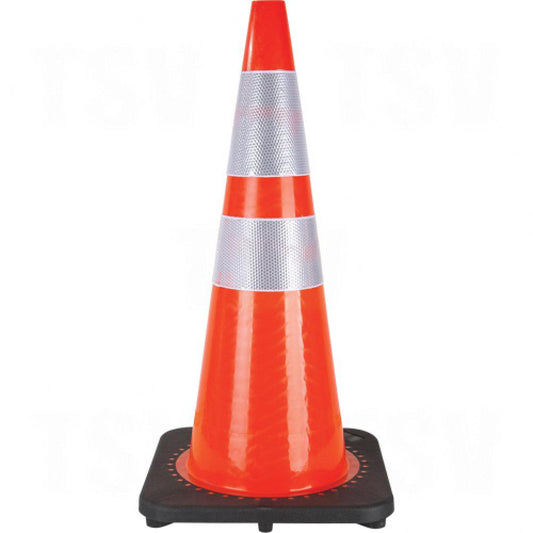 Cône de signalisation, 28 po, orange, collier(s) réfléchissant(s) de 4 po et 6 po