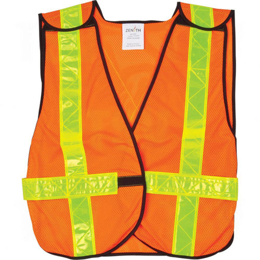 Standard-Duty Safety Vest, High Visibility Orange, X-Large, Polyester