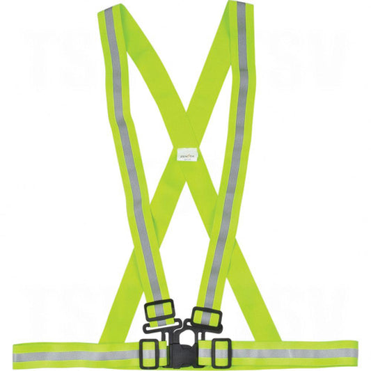 Standard-Duty Safety Harness, High Visibility Lime-Yellow, Silver Reflective Colour, Large