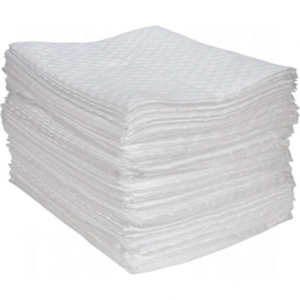 Tampons absorbants en fibres fines, huile uniquement, 15 po x 17 po, capacité d'absorption de 30 gal., 100/pqt