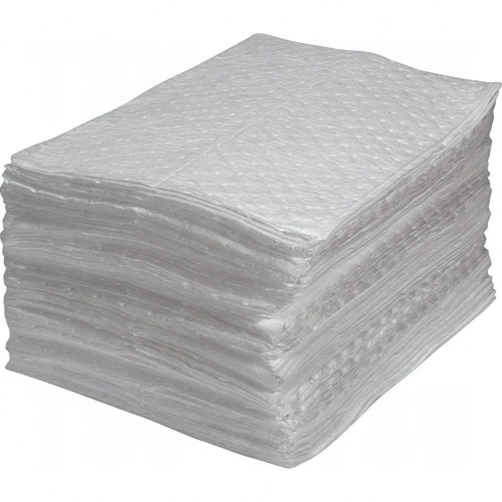 Fine Fibre Sorbent Pads, Oil Only, 15" x 17", 25 gal. Absorbancy, 100/pk