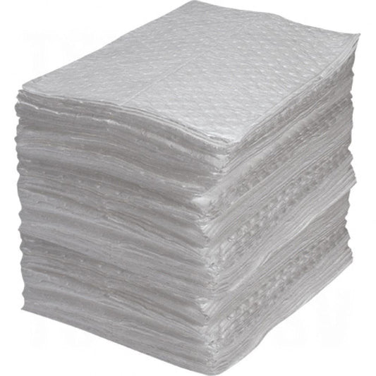 Tampons absorbants en fibres fines de qualité industrielle, huile uniquement, 15 po x 17 po, capacité d'absorption de 40 gal., 100/pqt