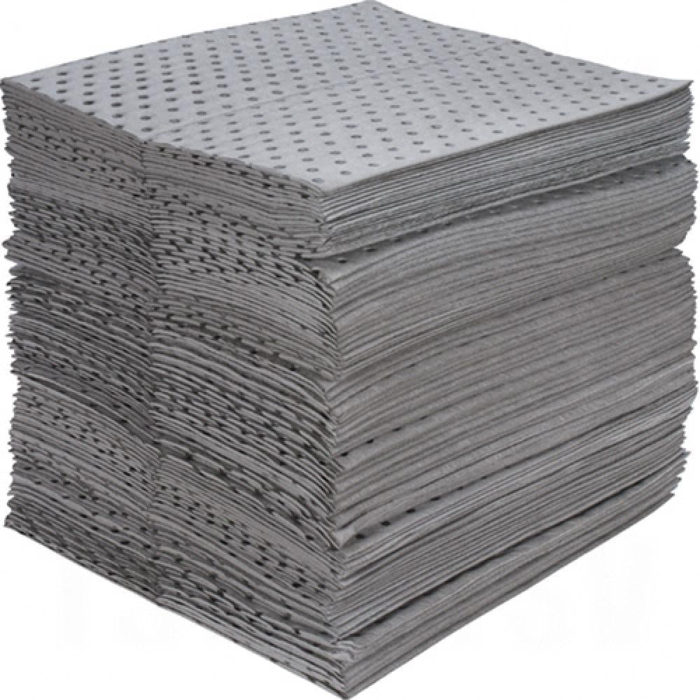 Tampons absorbants en fibres fines de qualité industrielle, universels, 15 po x 17 po, capacité d'absorption de 40 gal., 100/pqt