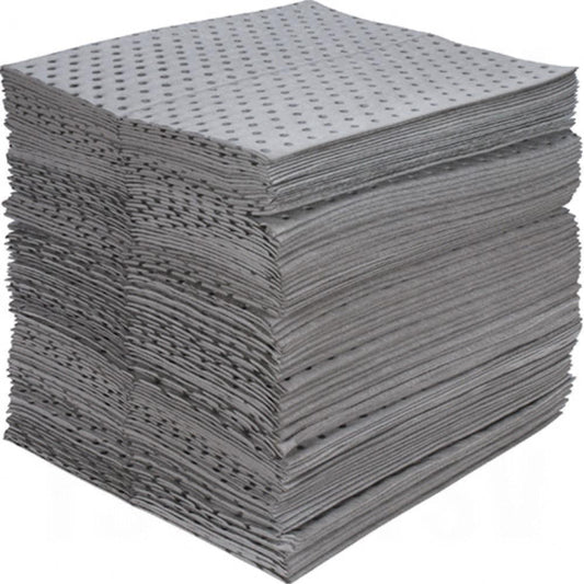 Tampons absorbants en fibres fines de qualité industrielle, universels, 15 po x 17 po, capacité d'absorption de 40 gal., 100/pqt